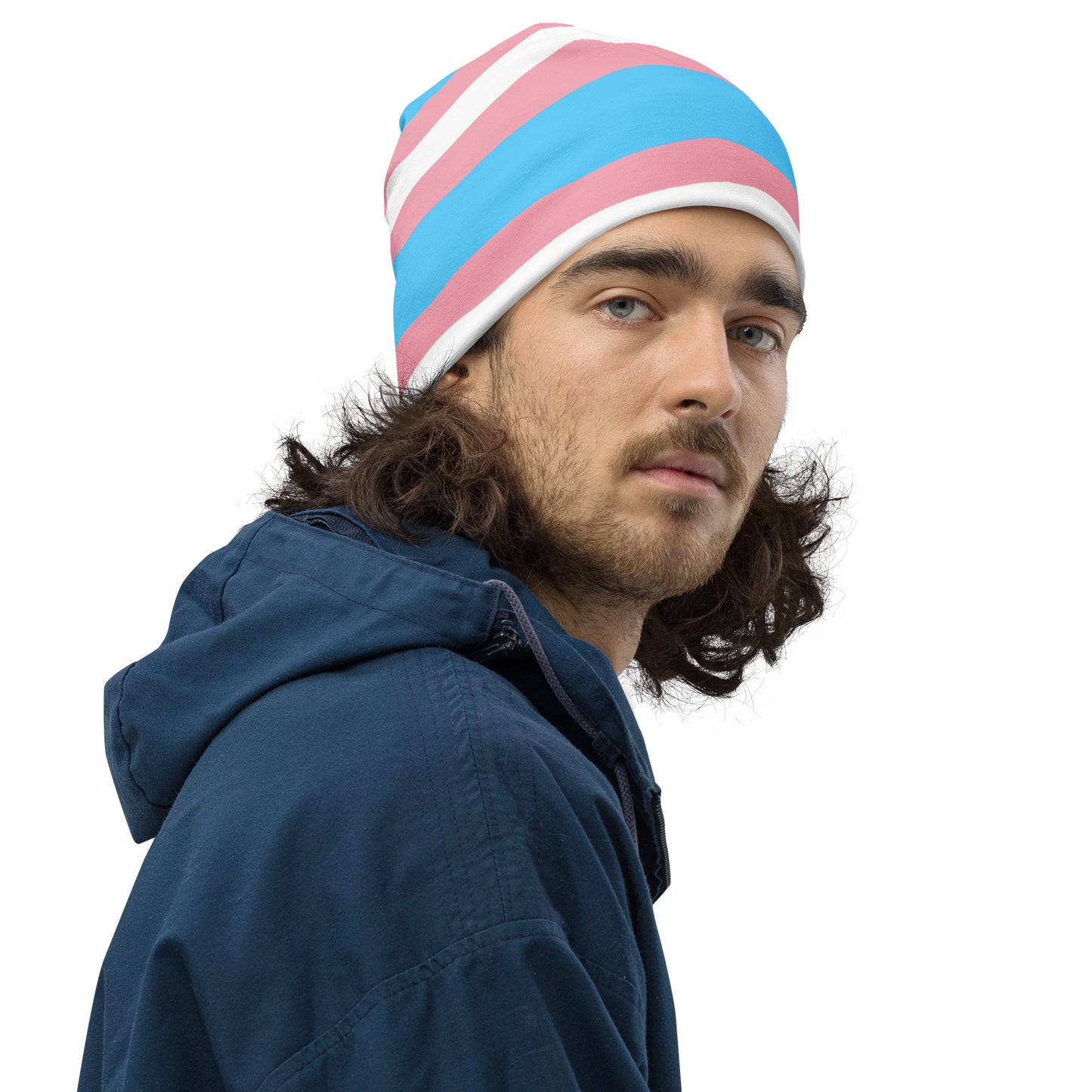 Trans Flag Print Beanie
