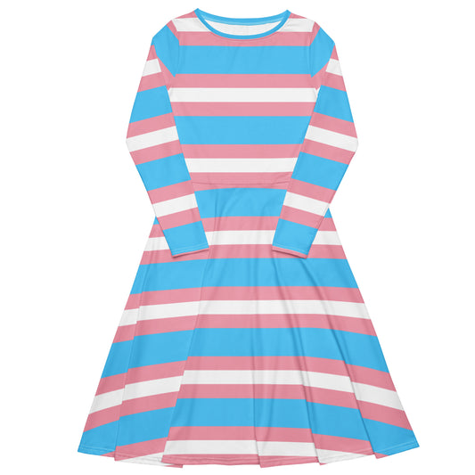 Trans Flag long sleeve midi dress