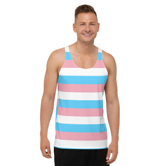 Unisex Trans Flag Print Tank Top