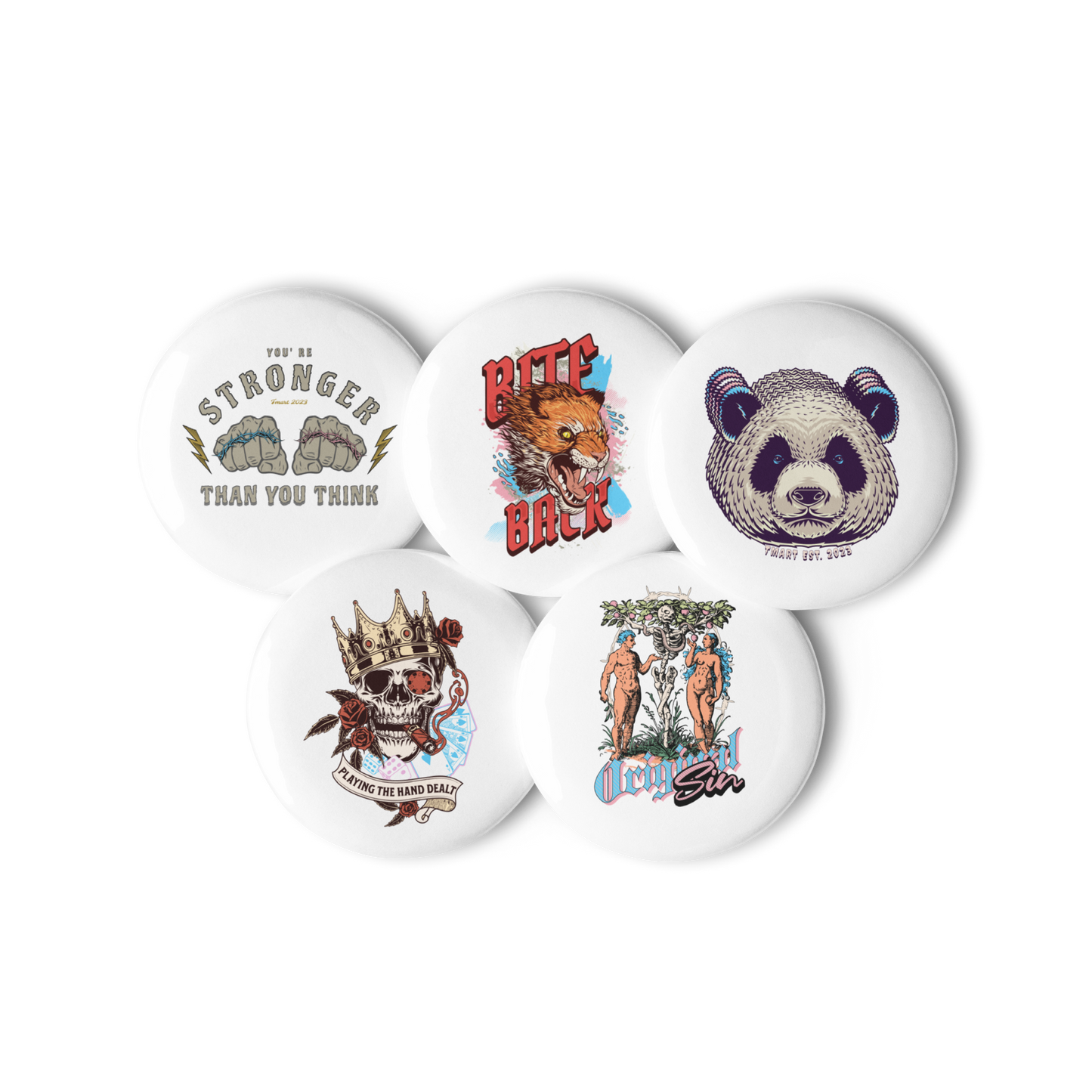 Set of pin buttons