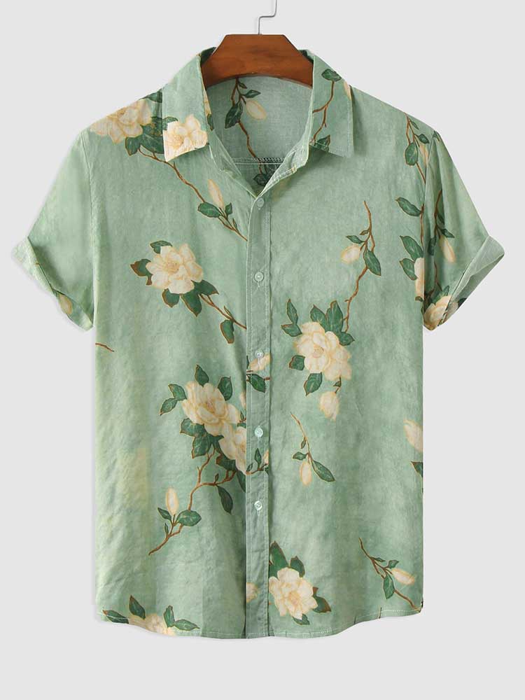 Flowers Pattern Short Sleeve Shirt