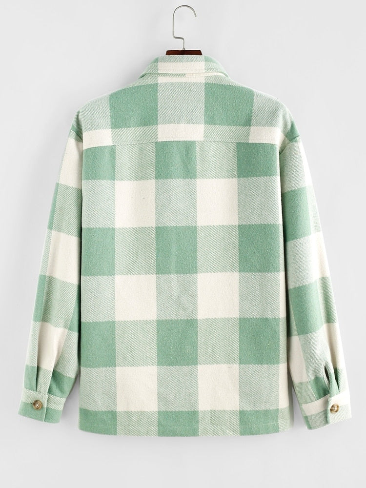 Plaid Wool Blend Shacket