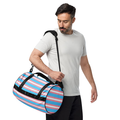 Trans Flag print gym bag