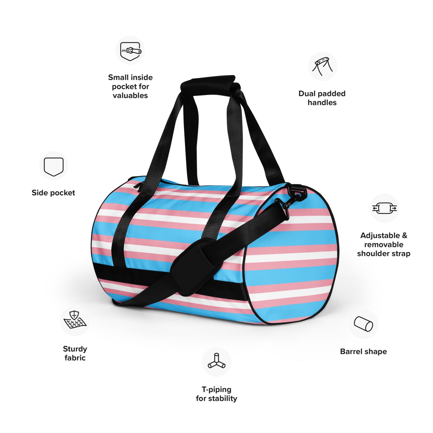 Trans Flag print gym bag