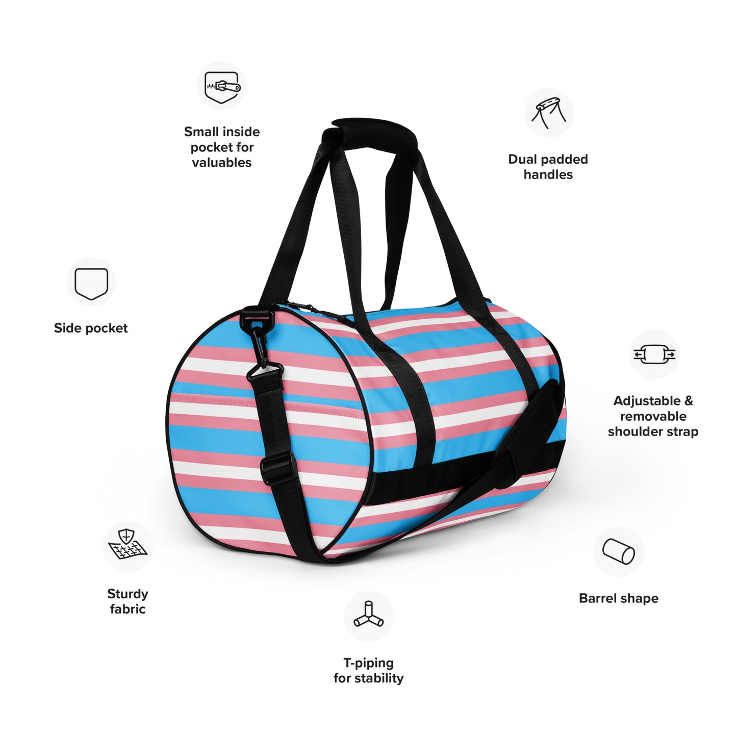 Trans Flag print gym bag