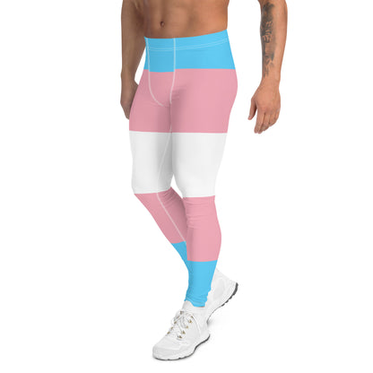 Trans Flag Print Men's Leggings