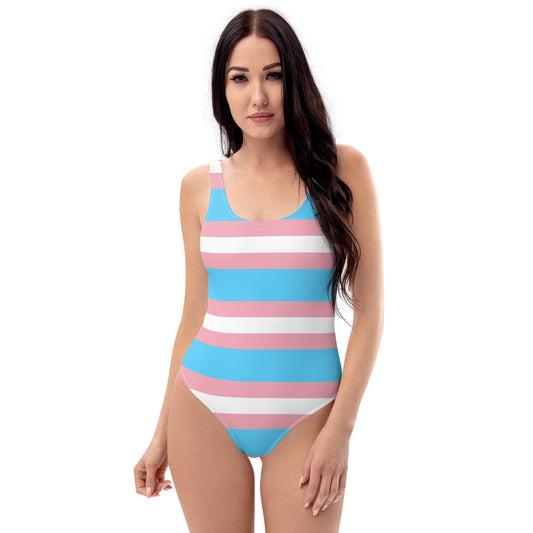 Trans Flag One-Piece Swimsuit