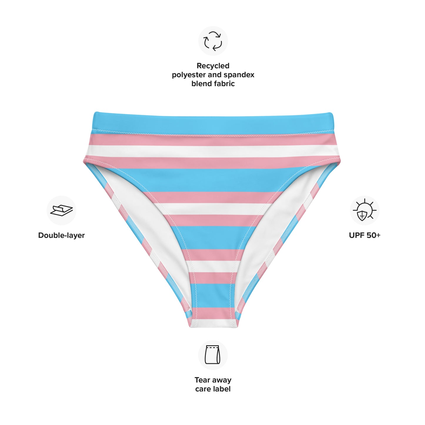 Trans Pride high-waisted bikini bottom