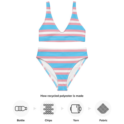 Trans Flag high-waisted bikini