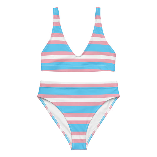 Trans Flag high-waisted bikini