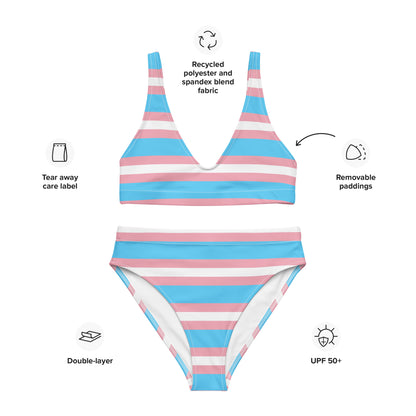 Trans Flag high-waisted bikini