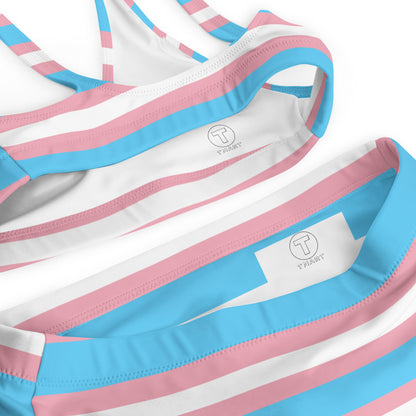 Trans Flag high-waisted bikini