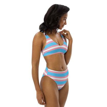 Trans Flag high-waisted bikini