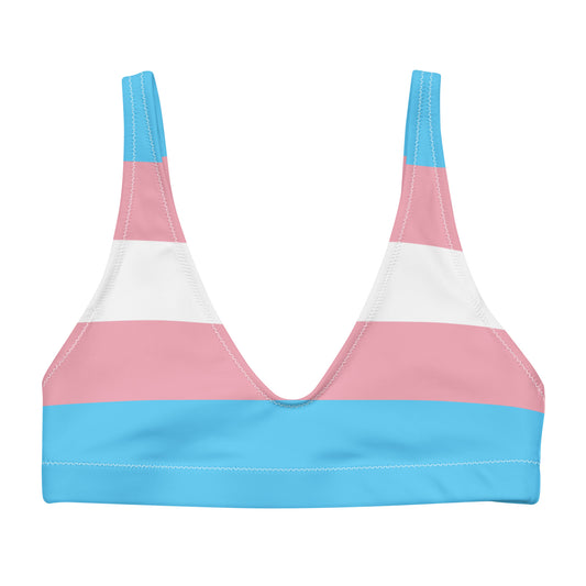 Trans Flag padded bikini top