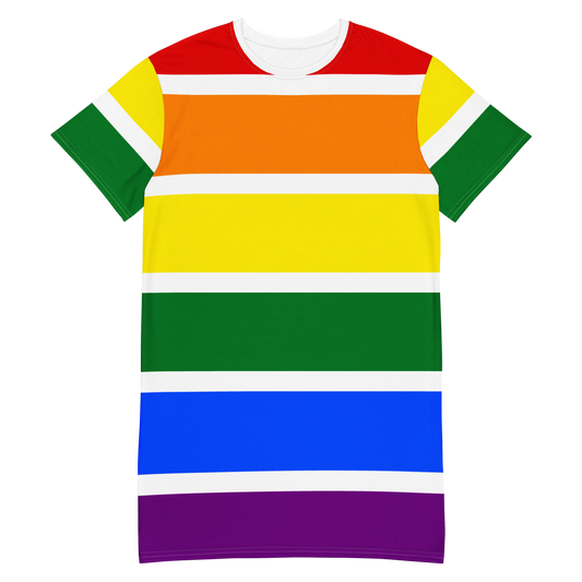 White Rainbow T-shirt dress