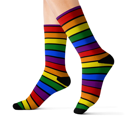 Black All Over Rainbow Socks